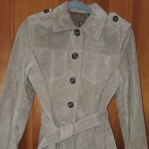 Liz Claiborne Taupe Suede Trench Coat